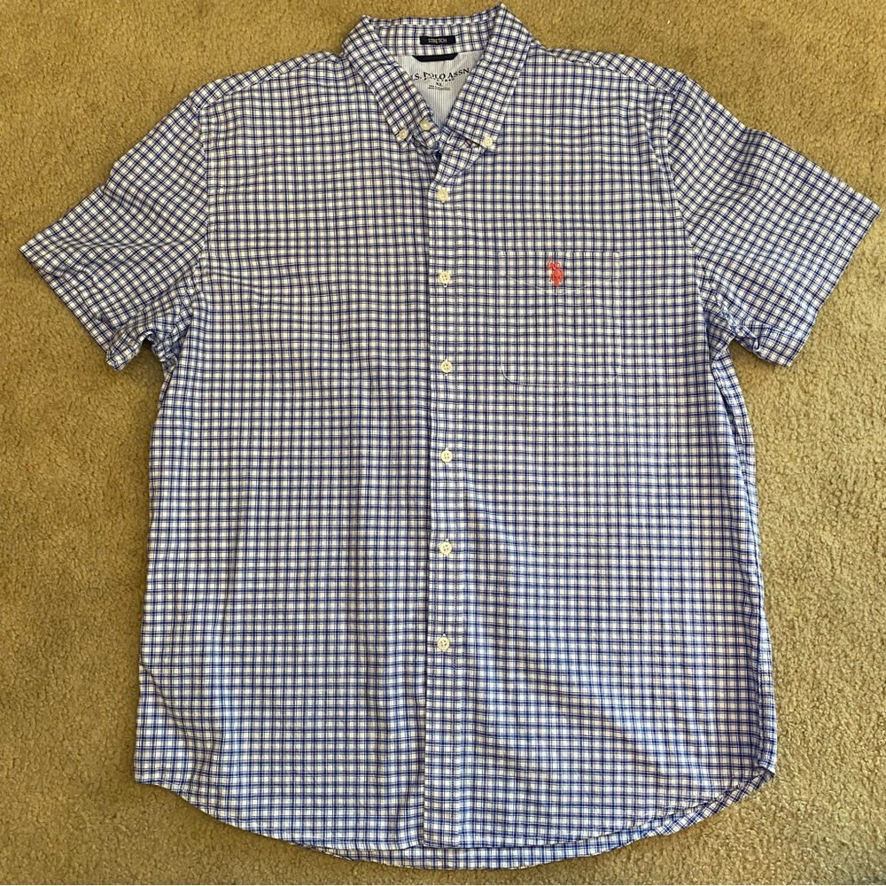 U.S. Polo Assn. XL Men’s size XL Royal blue and white check stretch